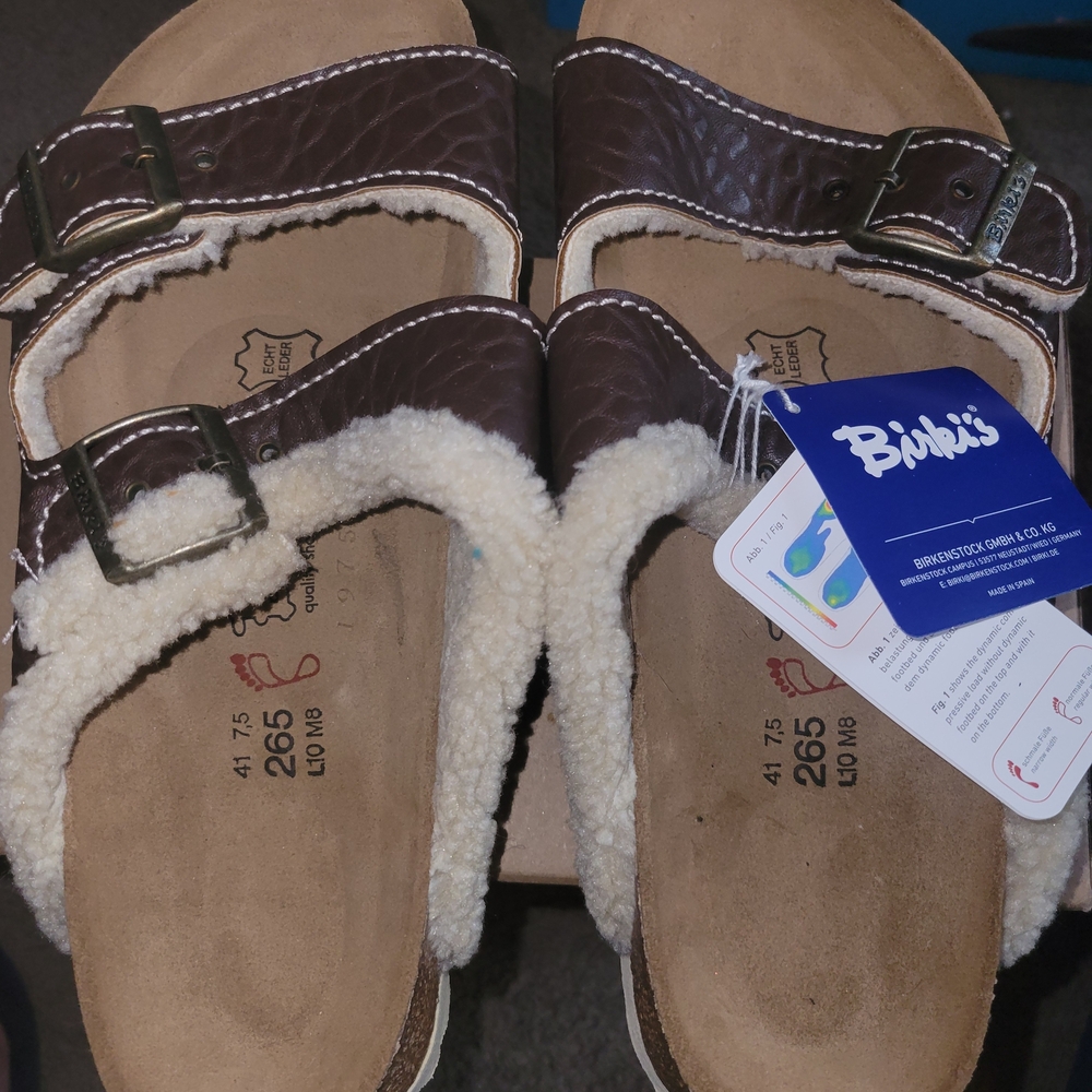 Birkenstock Brown Shearling Sandals